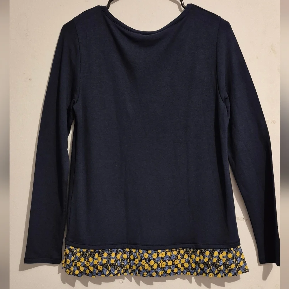 J. Crew Kids Navy Sweatshirt with Yellow Floral Trim
